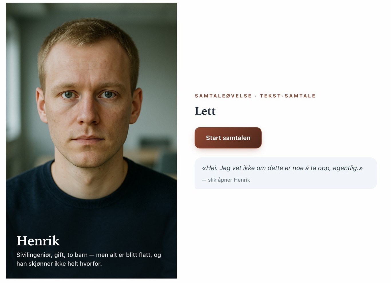 EFT-lab, Norwegian version: a focused simulation of a self-critical split with the client Henrik